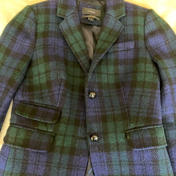 J.crew Schoolboy blazer wool Blackwatch tartan plaid size 0 - Picture 1 of 3